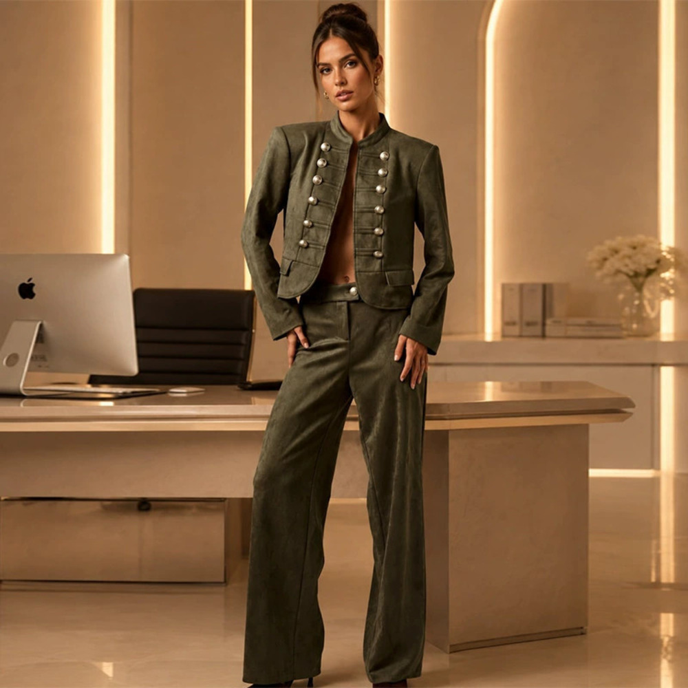 Forever 21 Green Long-Sleeve 2-Piece Set for Fall Workwear